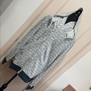 Banana Republic Gray Striped Hoodie Jacket